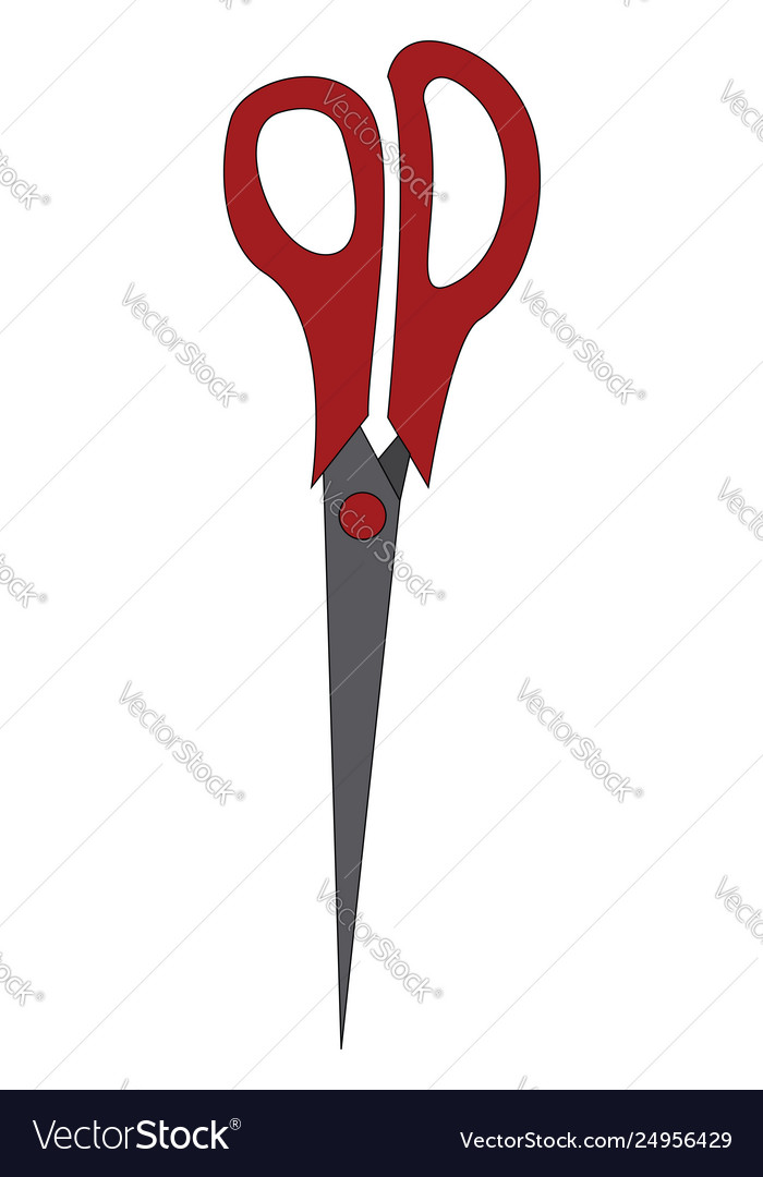 A pair thin red-colored scissors or color