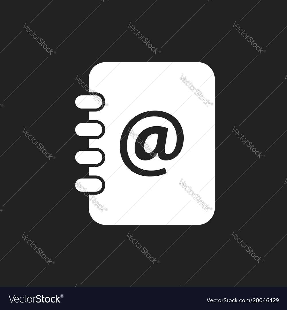 Adressbuch Icon E-Mail-Note flach auf schwarz