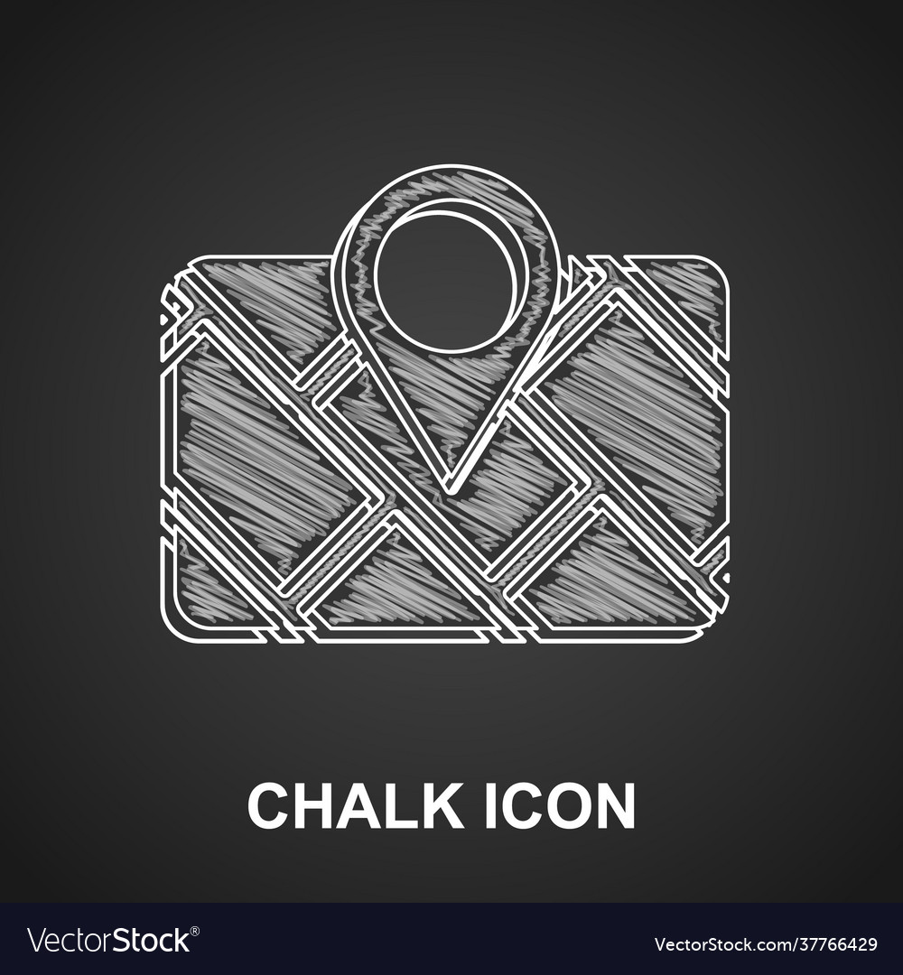 Chalk gps device with map icon isolated on black vector image Chalk gps device with map icon isolated on black