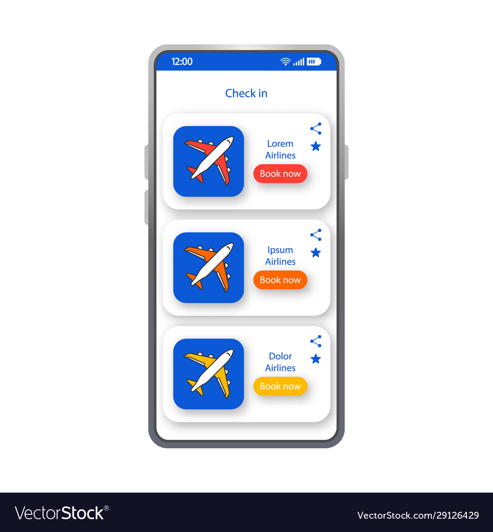 Check in app smartphone interface template vector image Check in app smartphone interface template