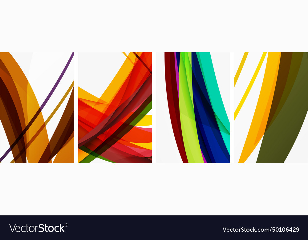 Colorful wave lines poster set for wallpaper Vector Image