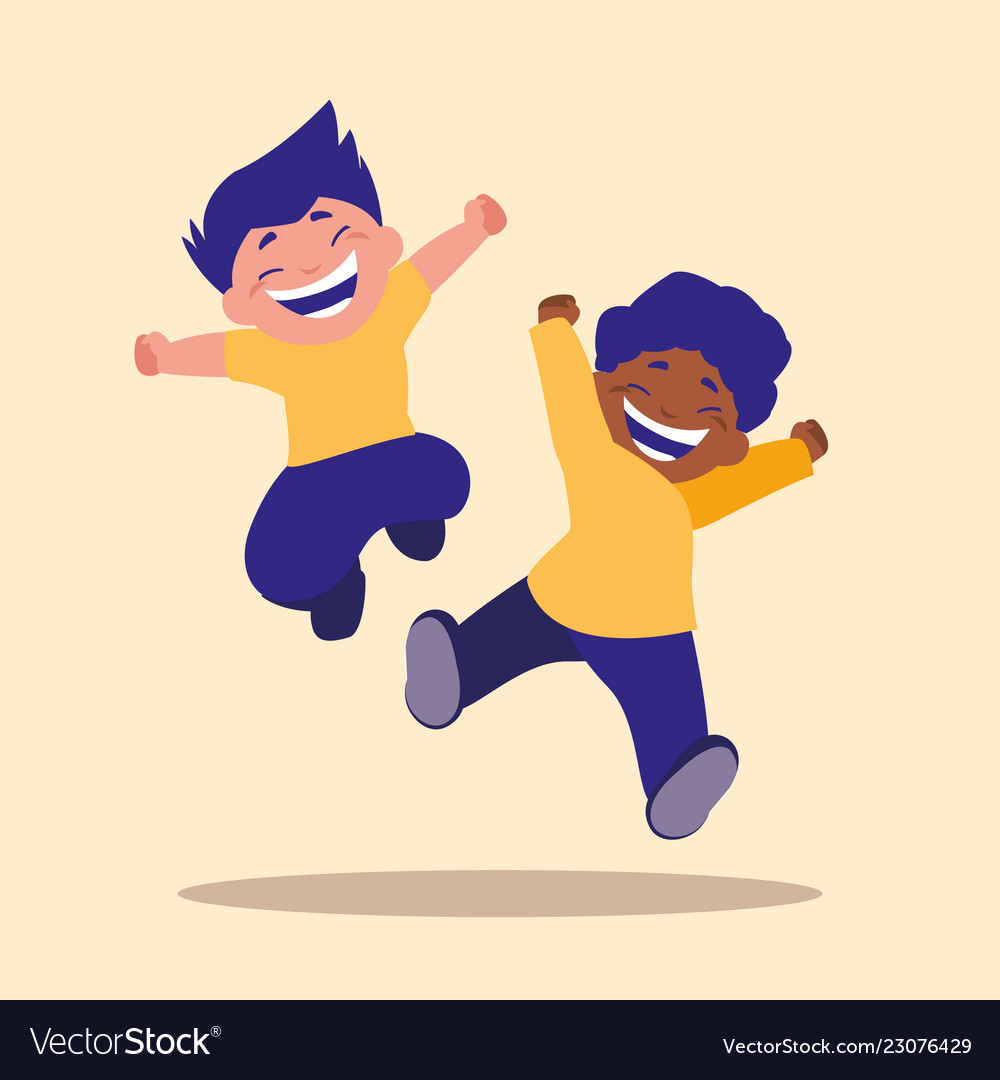 Cute little children jumping avatar character