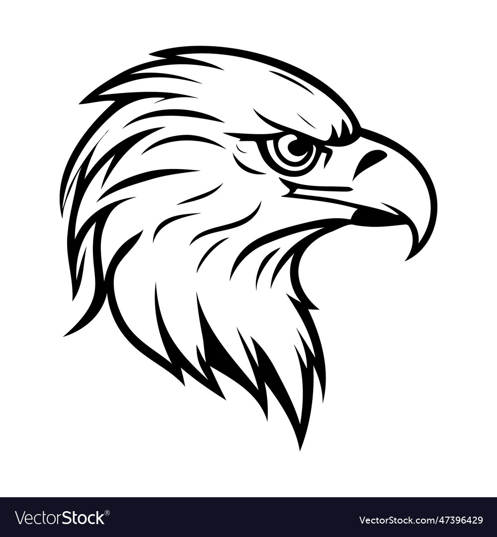 Eagle head black and white icon vector image Eagle head black and white icon