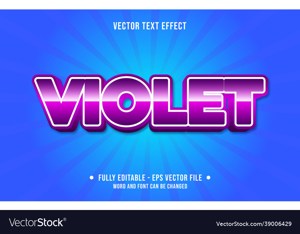 Editable text effect gradient violet color vector image Editable text effect gradient violet color