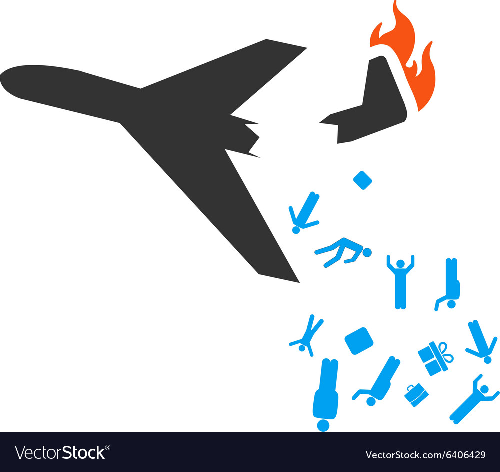 Falling passengers from airplane icon