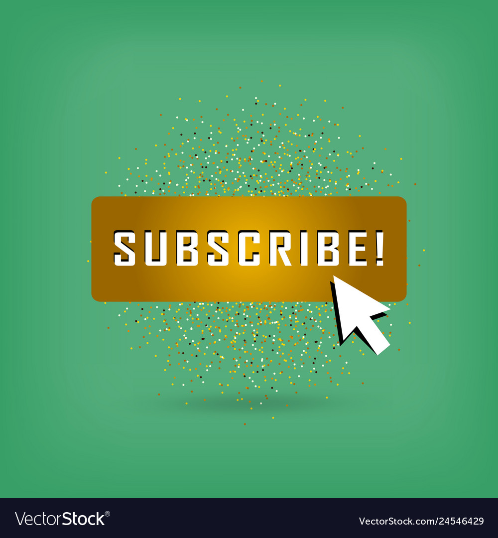 Gold subscribe button with cursor in golden flat vector image Gold subscribe button with cursor in golden flat