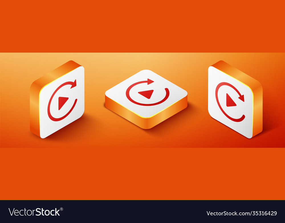 Isometric video play button like simple replay vector image Isometric video play button like simple replay