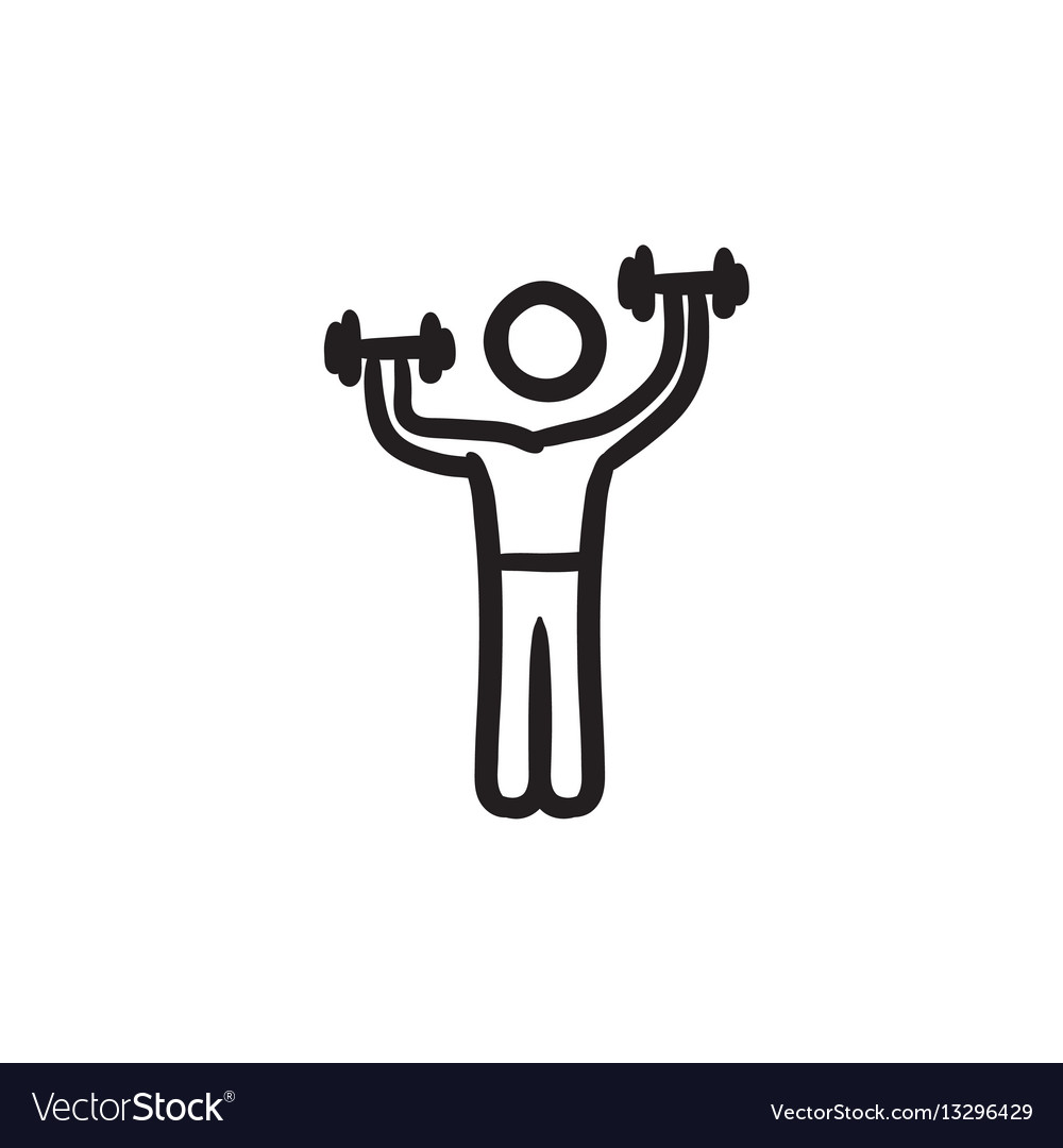 Man exercising with dumbbells sketch icon Vector Image