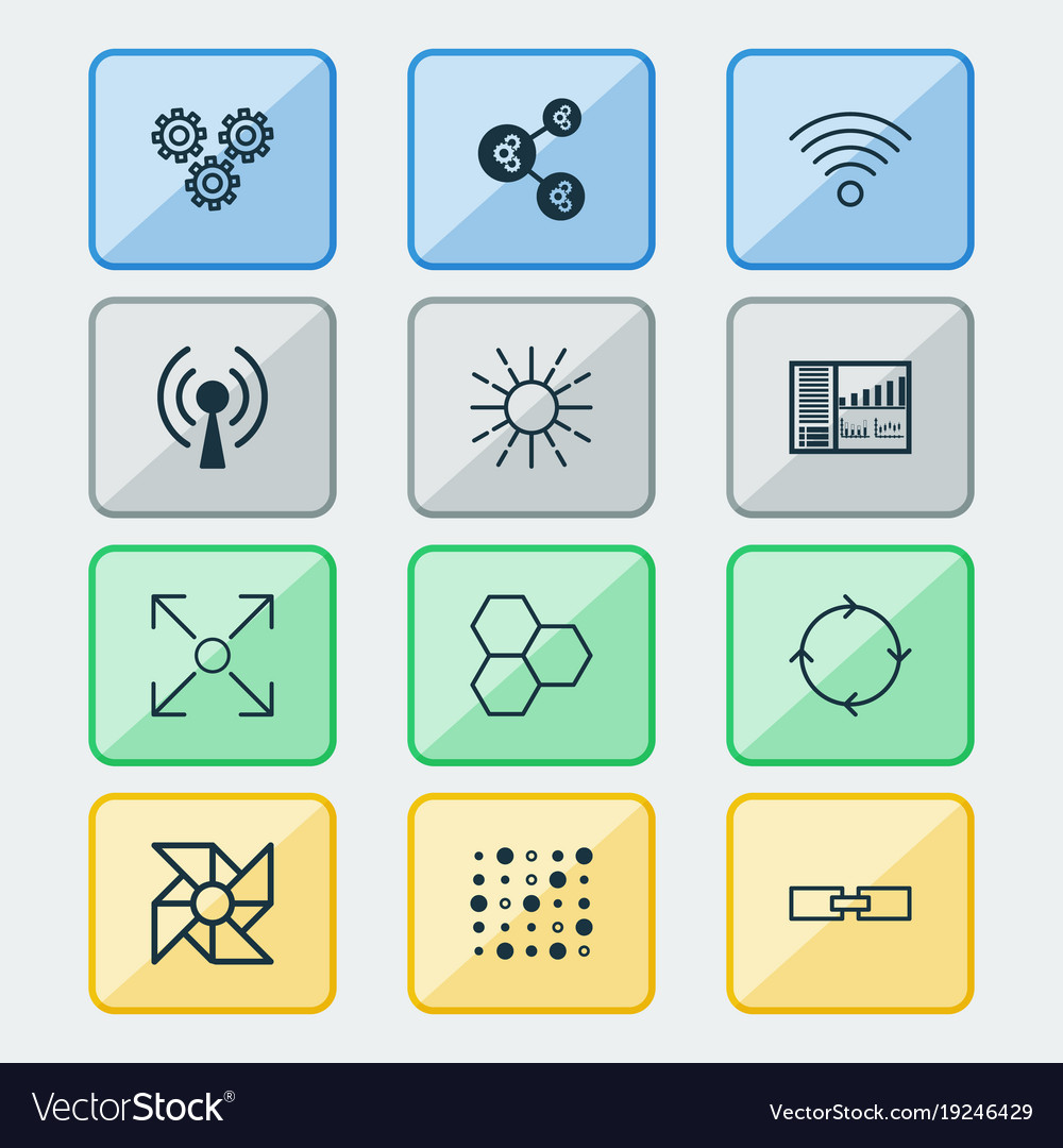 Robotics icons set with information components