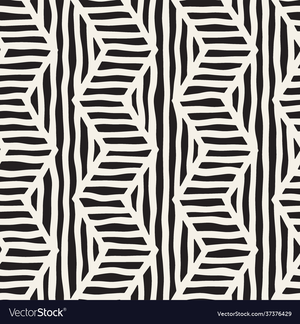 Seamless hand drawn pattern zigzag and stripe vector image Seamless hand drawn pattern zigzag and stripe