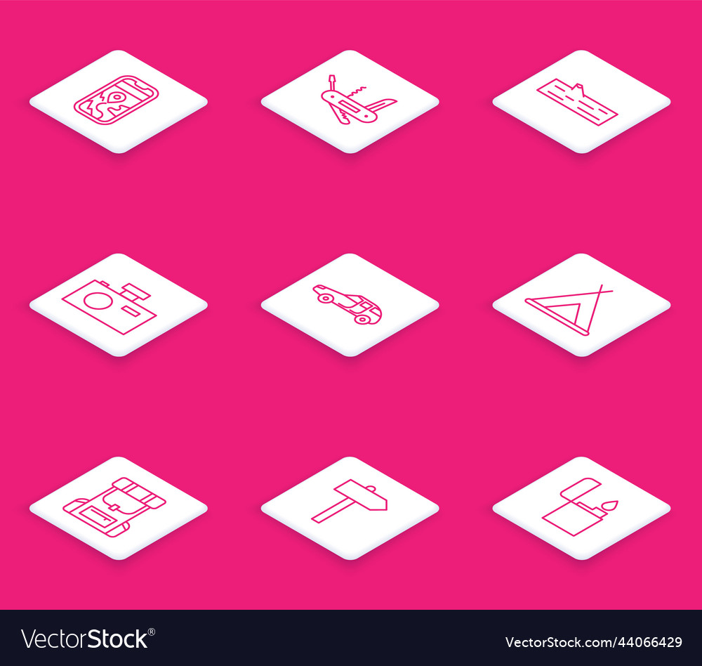 Set line city map navigation swiss army knife vector image Set line city map navigation swiss army knife