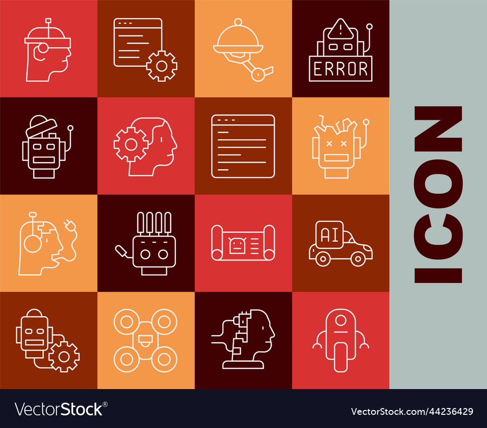 Set line robot autonomous smart car broken vector image Set line robot autonomous smart car broken