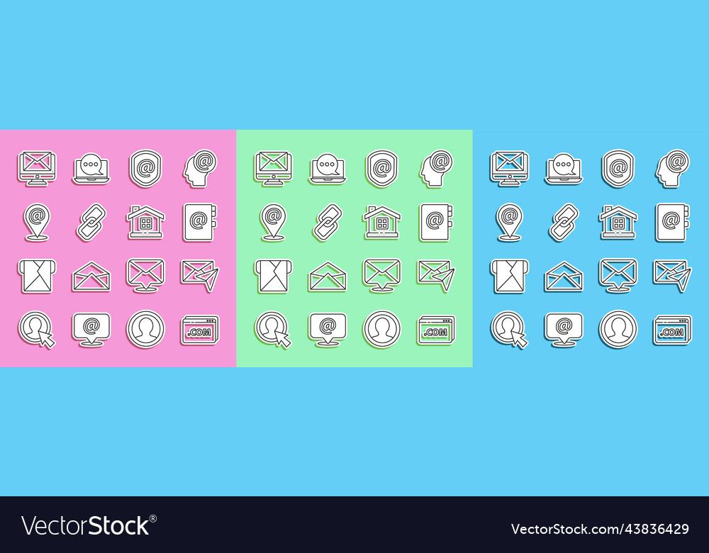 Set line website template envelope address book vector image Set line website template envelope address book