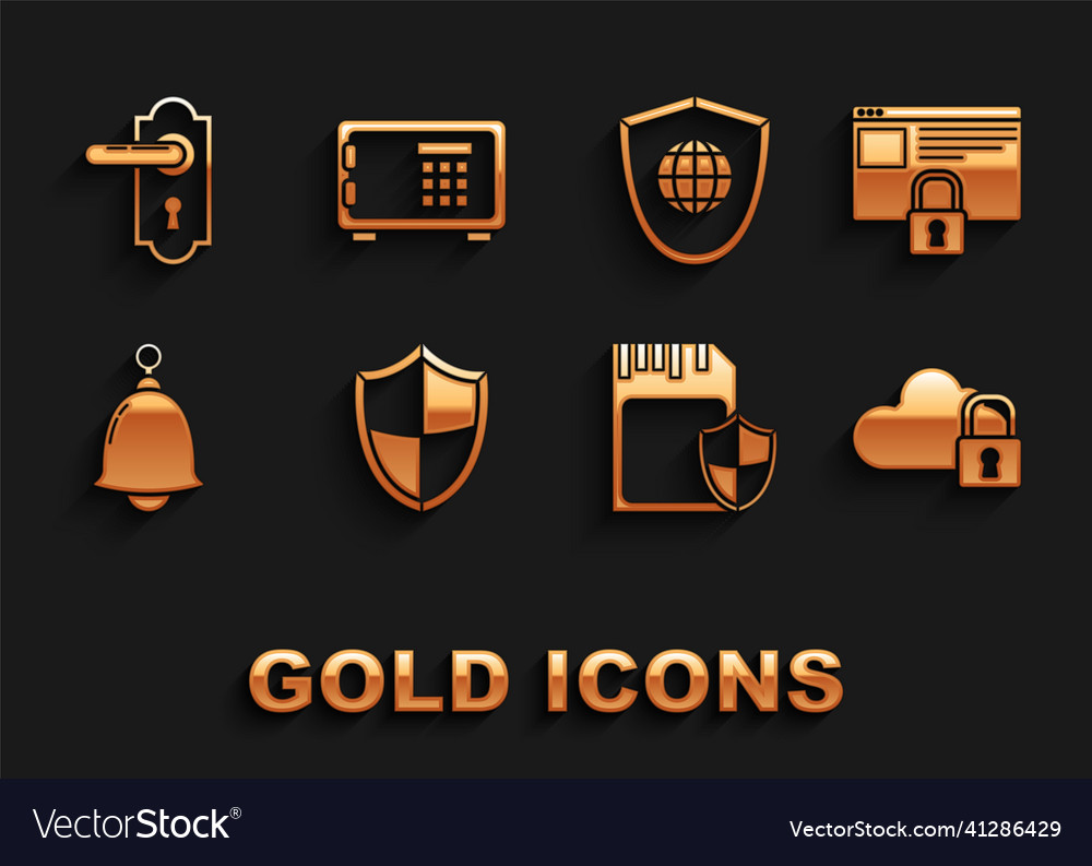 Set shield secure your site with https ssl vector image Set shield secure your site with https ssl