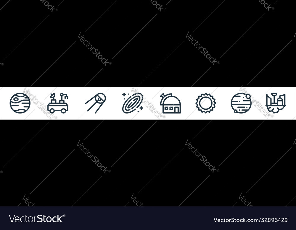 Space line icons linear set quality vector image Space line icons linear set quality