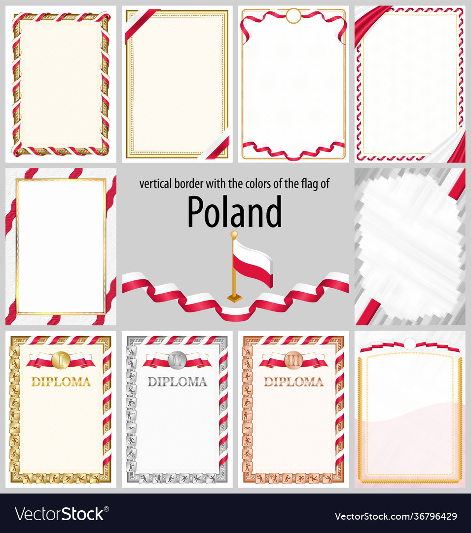 Vertical frame and border with poland flag vector image Vertical frame and border with poland flag