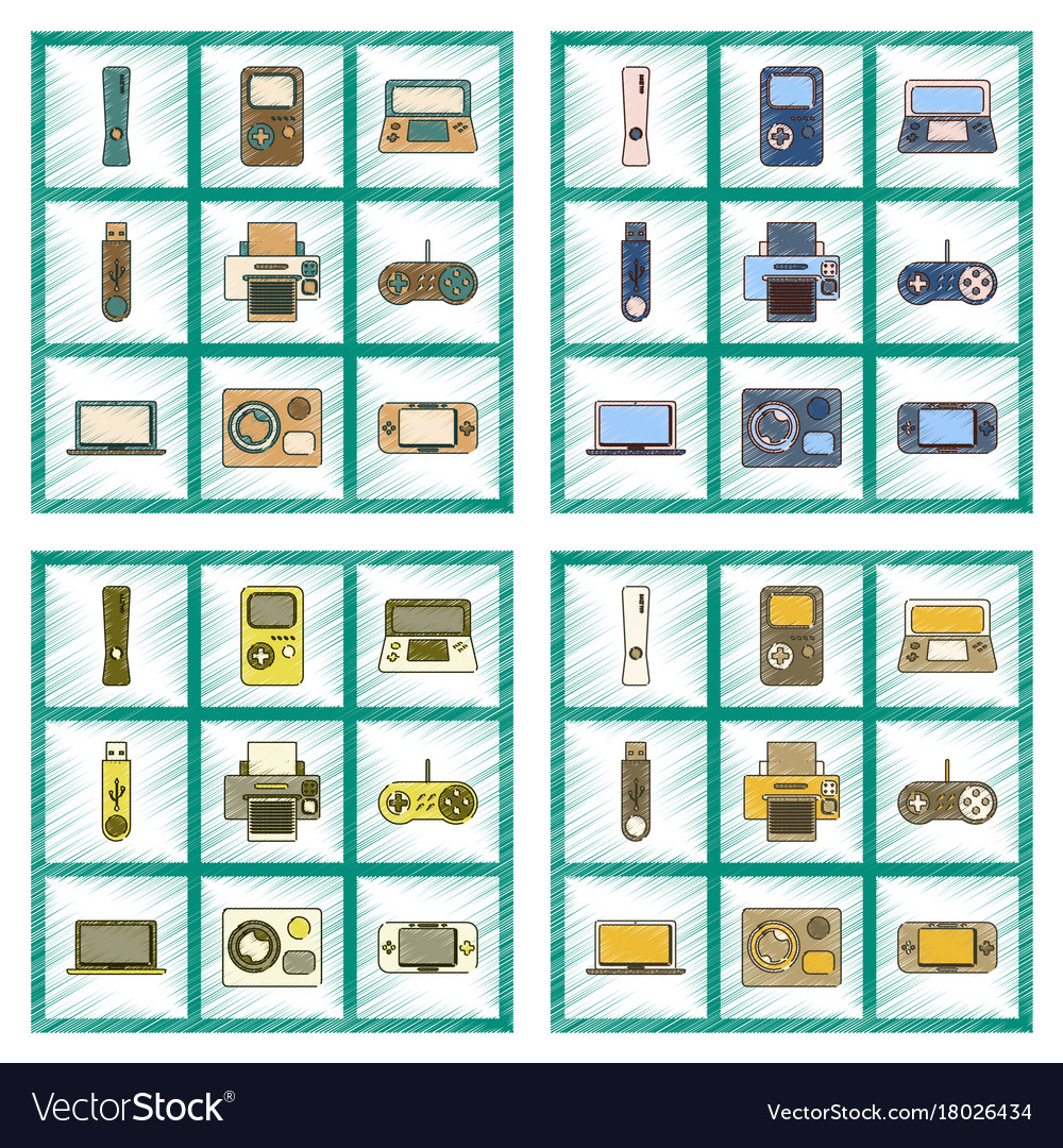 Assembly flat shading style icon technology game
