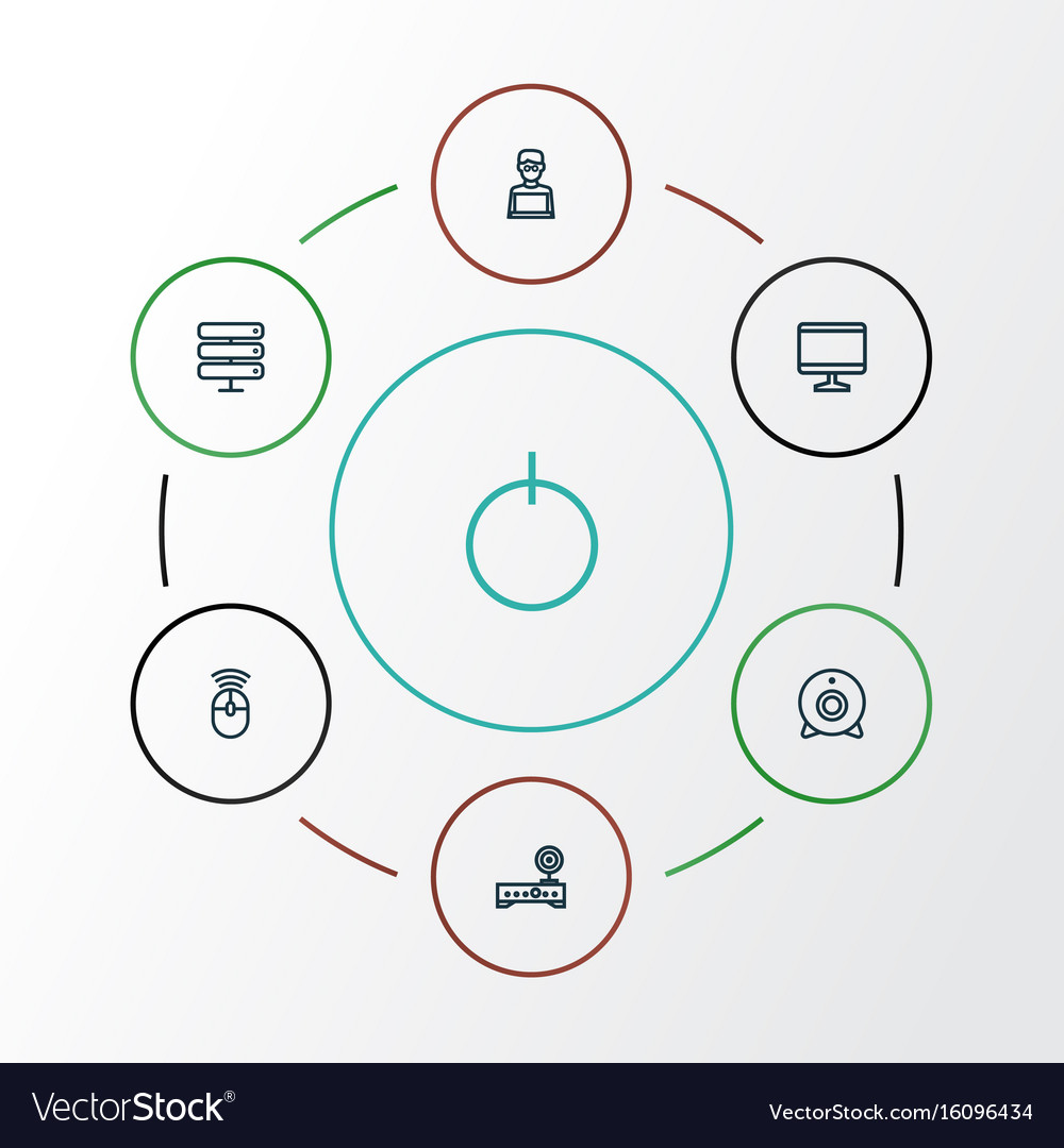 Computer outline icons set collection of display