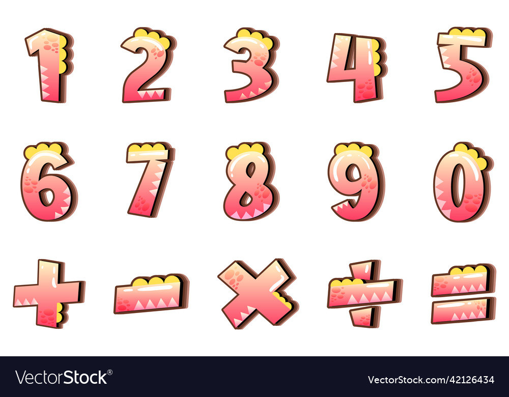 Counting number 0 to 9 and math symbols vector image Counting number 0 to 9 and math symbols
