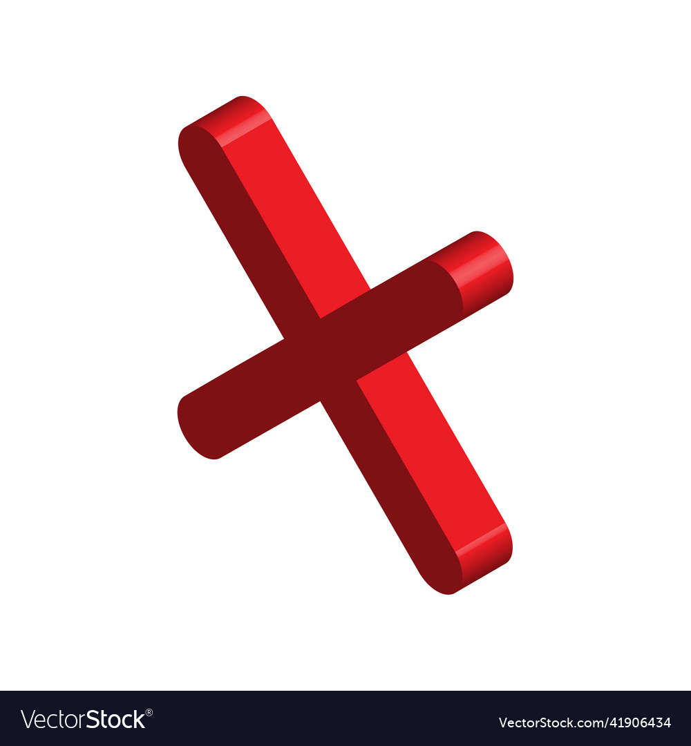 Cross isometric mark icon x sign simple error Vector Image Cross isometric mark icon x sign simple error