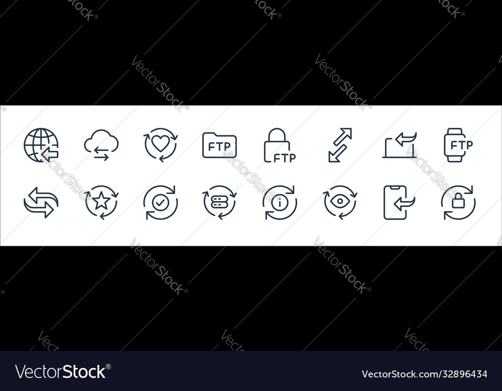 Data transfer line icons linear set quality vector image Data transfer line icons linear set quality