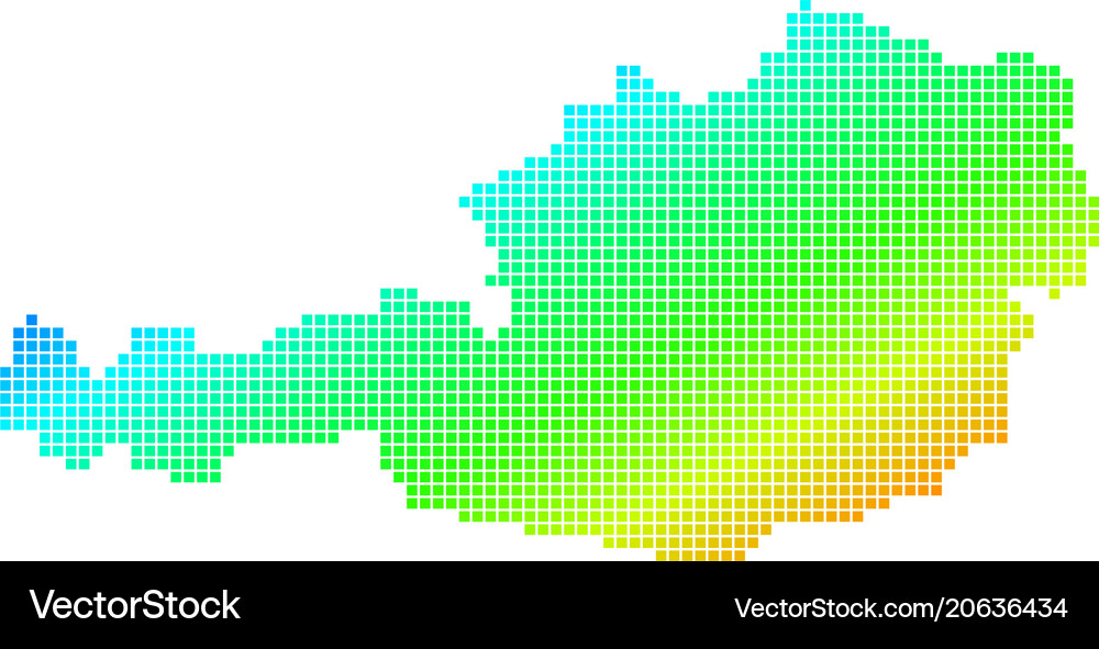 Dotted pixel spectrum austria map Royalty Free Vector Image