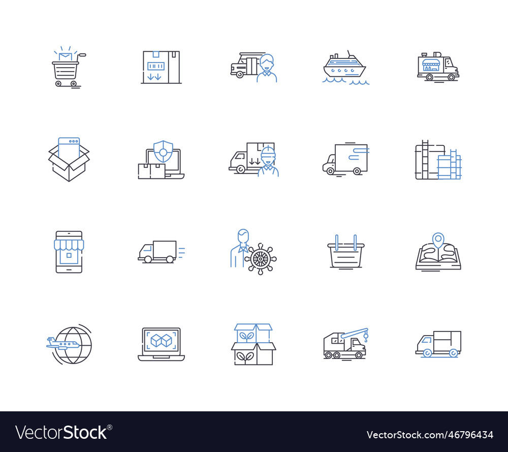 Inventory management line icons collection