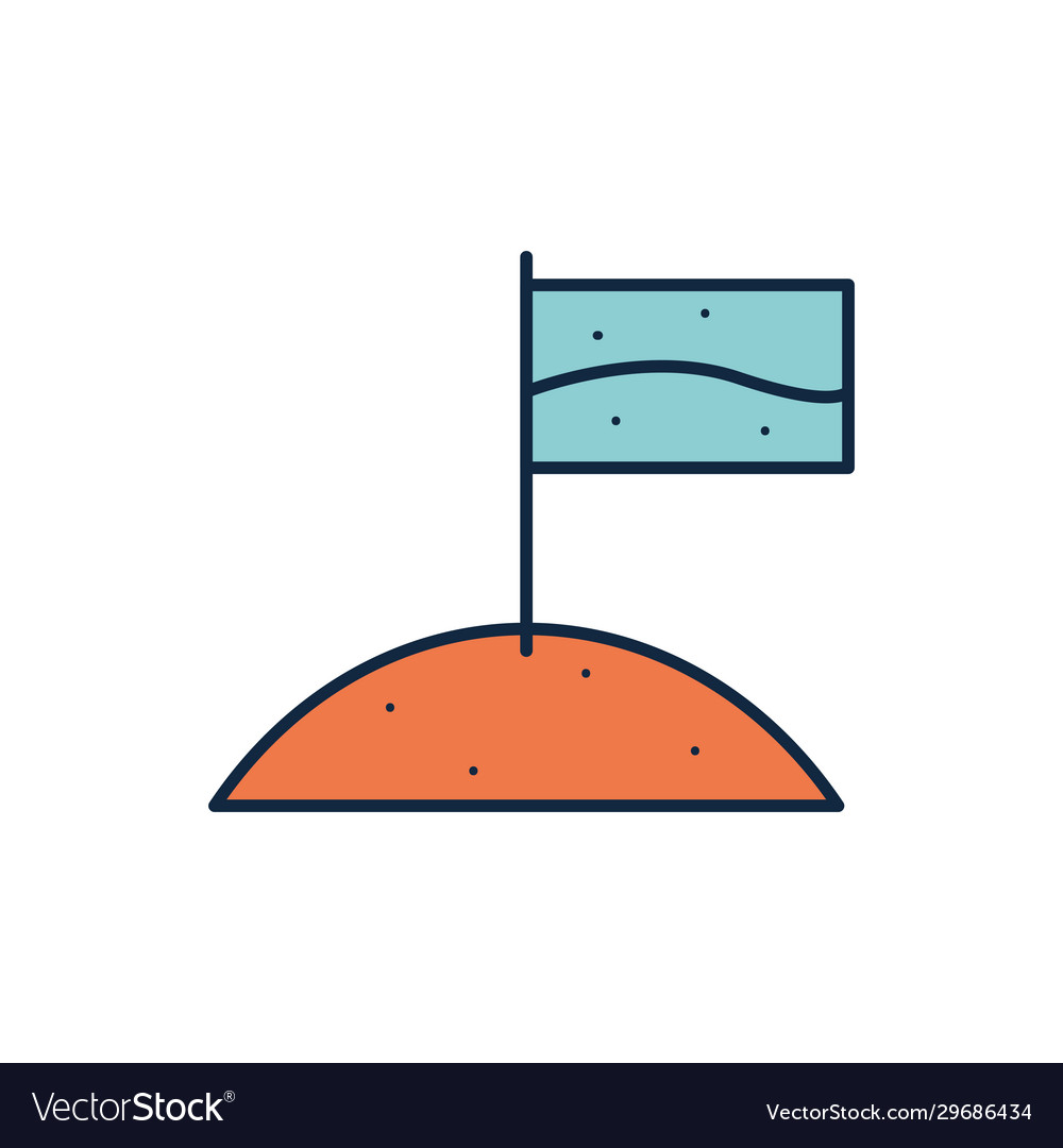 Isolated flag over planet line fill style icon vector image Isolated flag over planet line fill style icon