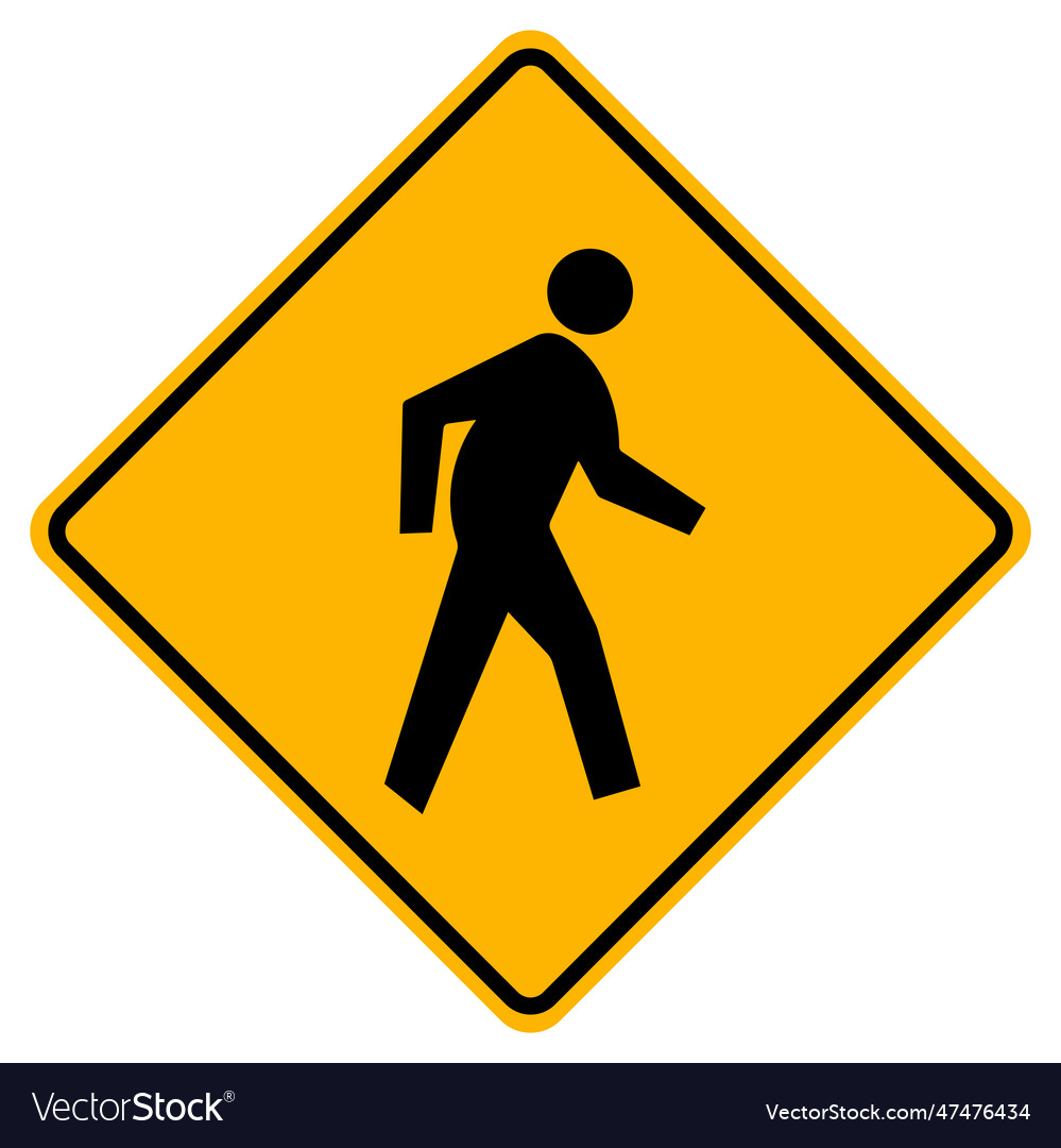 Pedestrian crossing warning road sign Royalty Free Vector