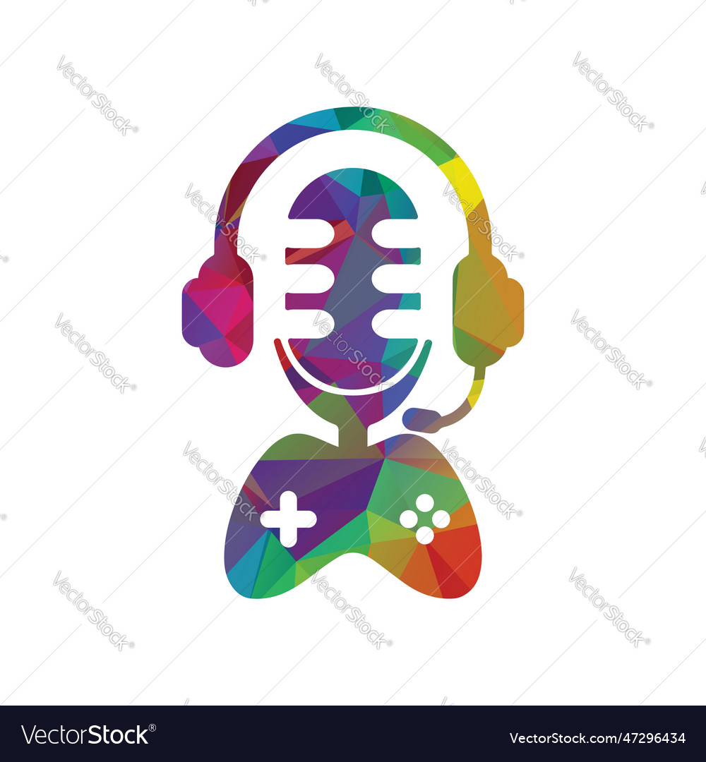 Podcast microphone with head phone icon