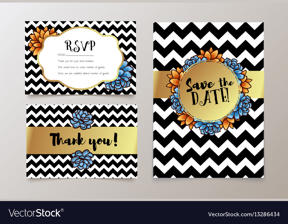 Trendy card with succulent for weddings save