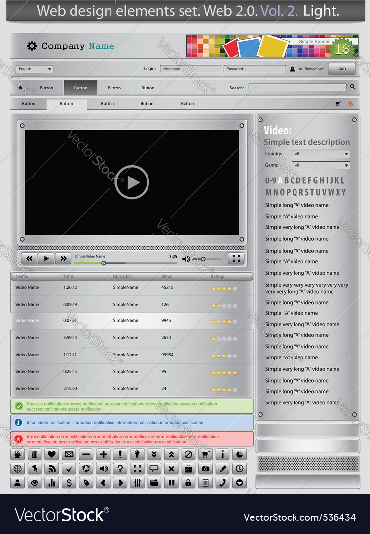 Web design elements set silver 2