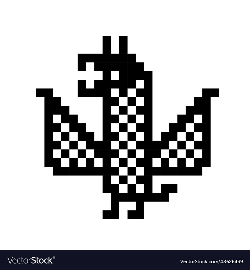 Black and white checkered cute pixel dragon