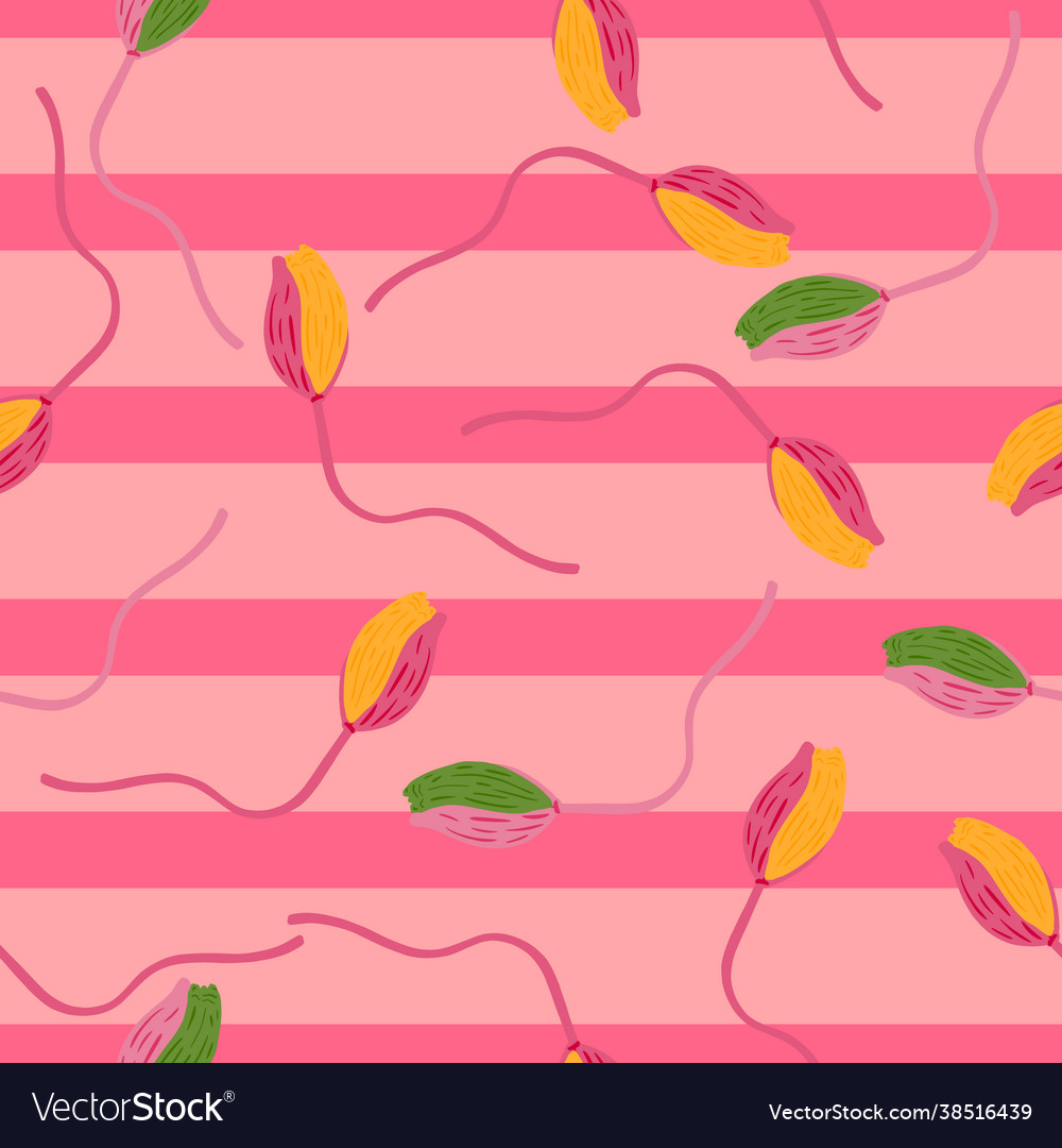 Bloom seamless pattern with random poppy bud vector image Bloom seamless pattern with random poppy bud