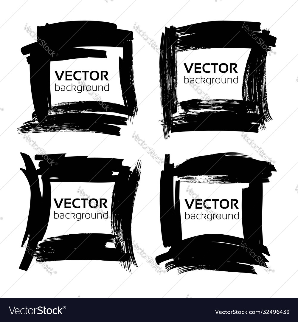 Frames from thick black textured strokes isolated