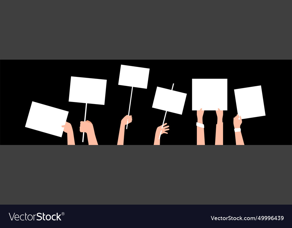 Hands hold blank posters set