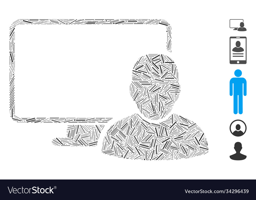 Hatch mosaic computer user icon vector image Hatch mosaic computer user icon