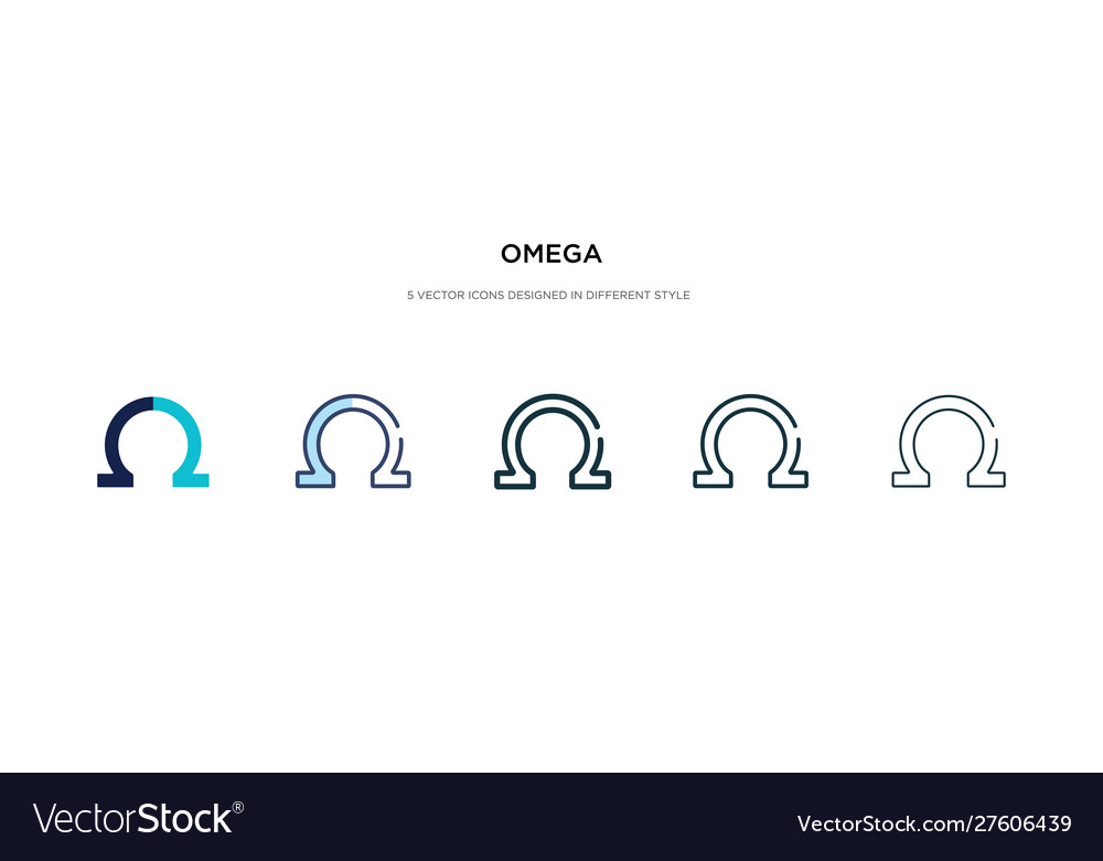 Omega icon in different style two colored