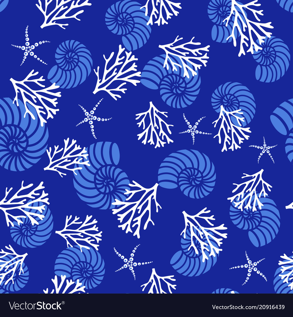 Pattern with corals and shells