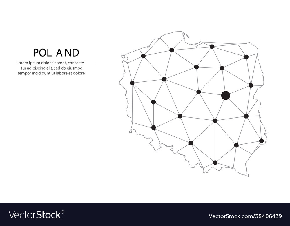 Poland communication network map image a low Vector Image Poland communication network map image a low