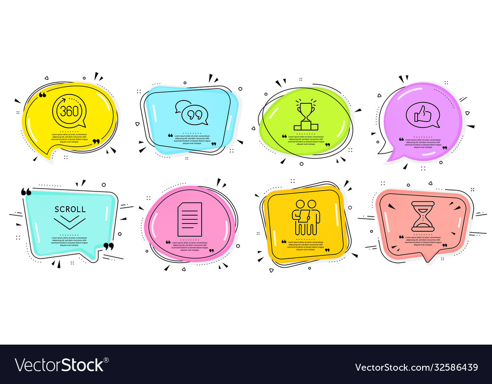 Quote bubble 360 degrees and scroll down icons