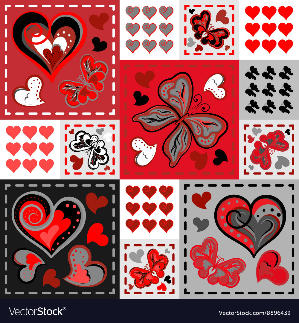 Romantic seamless patterns in patchwork style