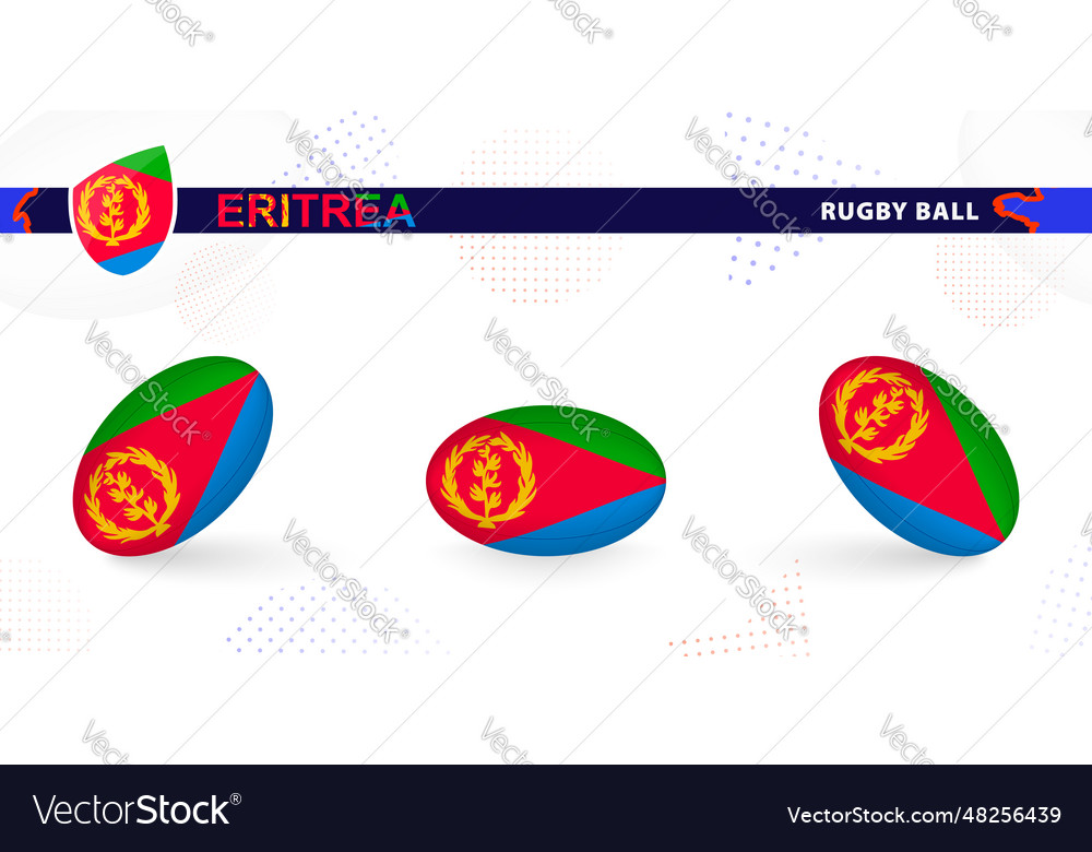 Rugby ball set with the flag of eritrea