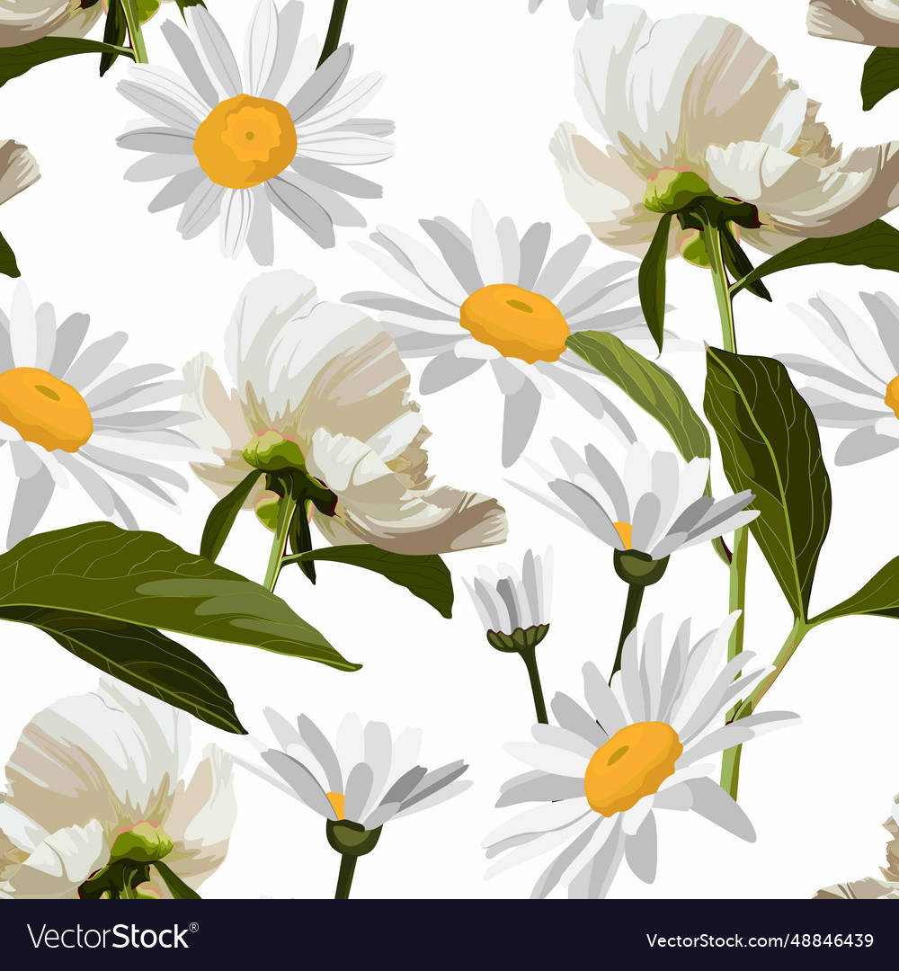 Seamless floral pattern white flowers