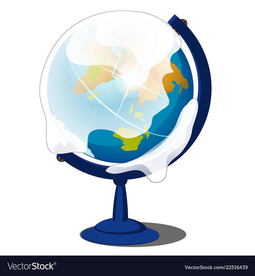 Snow-covered globe isolated on a white background Vector Image