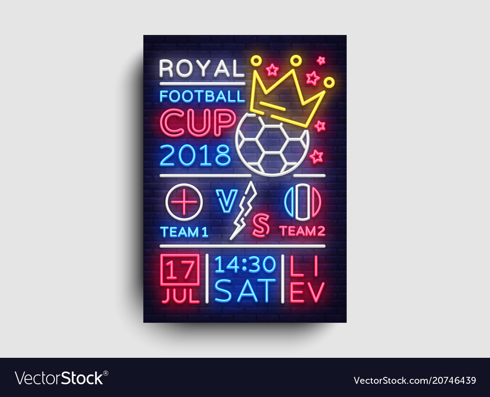 Soccer poster neon royal football cup 2018