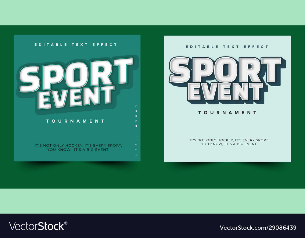 Sport event header or title editable text effect Vector Image