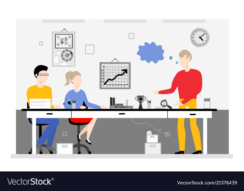 Team Work In Office Banner Busines Meeting Of Vector Image