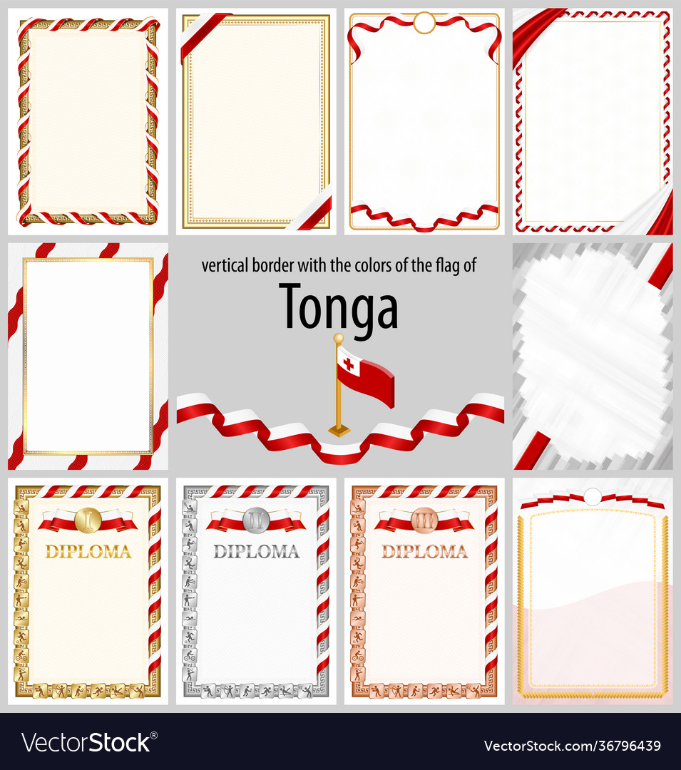 Vertical frame and border with tonga flag vector image Vertical frame and border with tonga flag