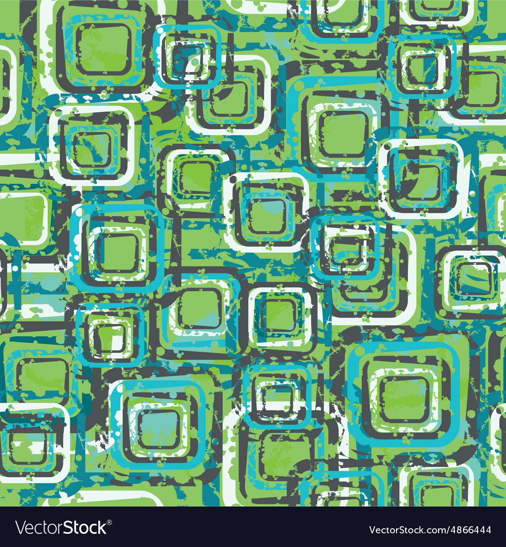 Abstract pattern with colorful squares on a green
